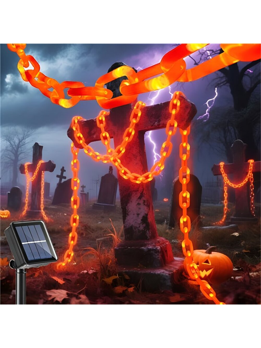 Solar Halloween Decorations Halloween Plastic Chain Lights, 5 Ft Props Chains